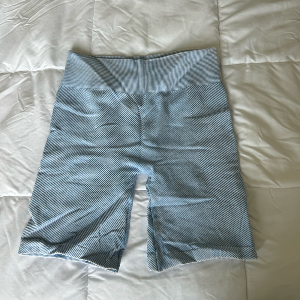 Ribbed Blue Biker Shorts One Size
